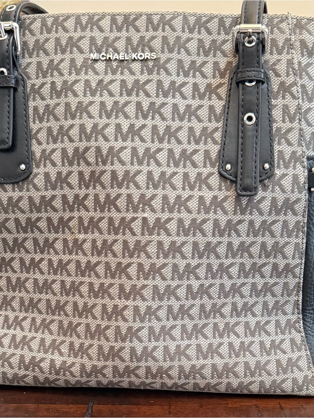 Michael Kors Beige And Brown Mk Monogram Tote